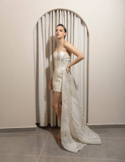 VESTIDO BORDADO SOBRE FALDA