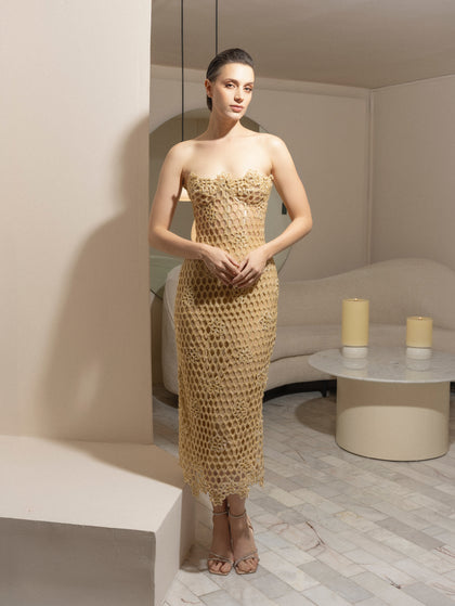 VESTIDO DORADO BORDADO